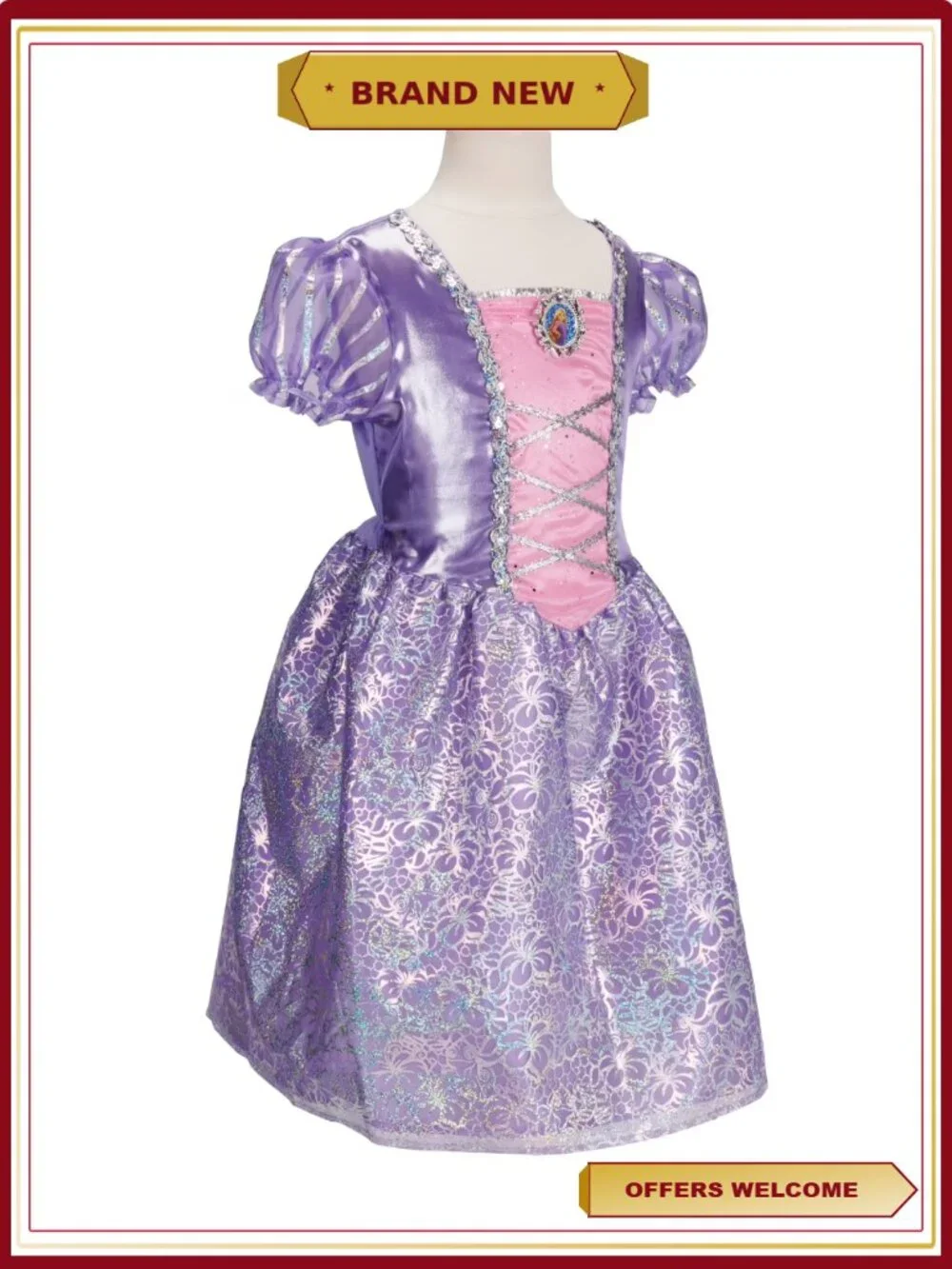 Disney Princess Rapunzel Play Dress Costume Pretend Play Child Size 4-6X